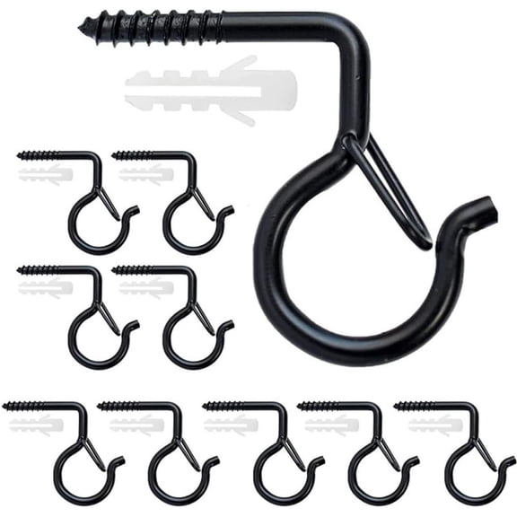 Pack of 35 Black Q Hanger Screw Wall Mount Hanging Hooks Easy Release Wire Wall Plant Hooks Christmas Light Hooks with Safety Buckle