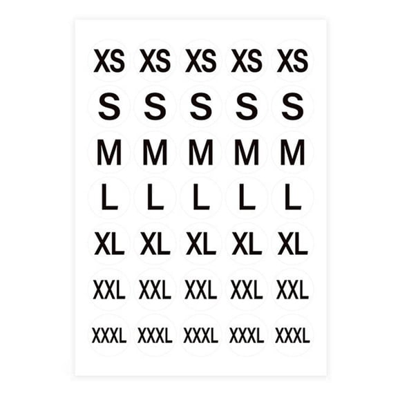 Pack of 350 Clothing Size Labels Adhesive Sticker Suitable for Apparel Inventory Management Systems