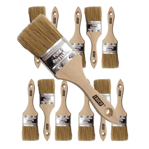 LAUCO 2-Inch Chip Paint Brushes – 36 Pack, Natural Bristle Disposable Brushes with Wooden Handles for Painting, Staining, Gluing, and Crafts 57016