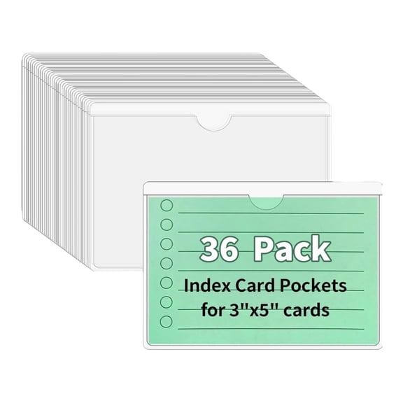 36Pcs PVC Insert Pocket Card Sleeves Strong Adhesive Backing Organization Storage for School Library Classification