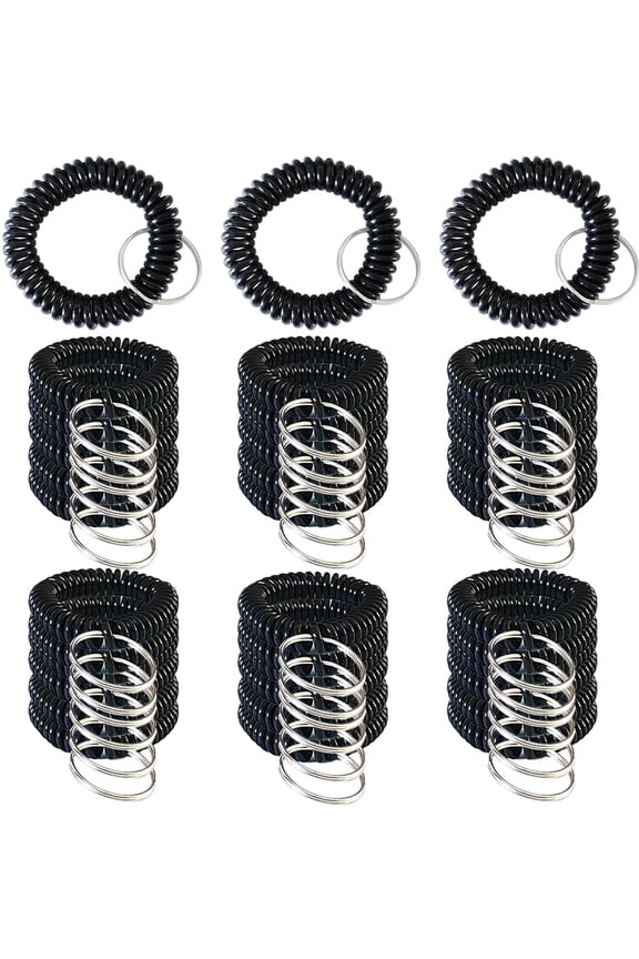 Pack of 36 Colorful Spring Spiral Wrist Coil Key Chain, Wristband Key Ring
