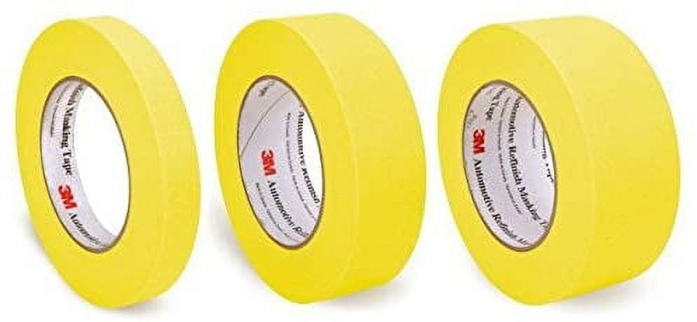 Pack of 3M Automotive Refinish Yellow Masking Tape, 3/4", 1.5", 2"