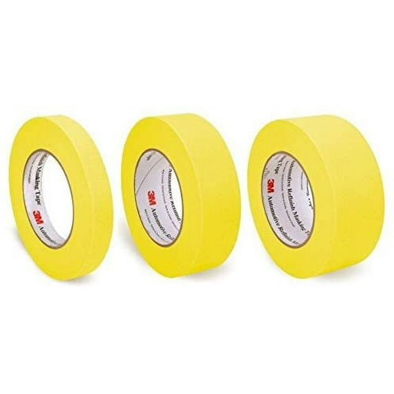 Pack of 3M Automotive Refinish Yellow Masking Tape, 3/4", 1.5", 2"