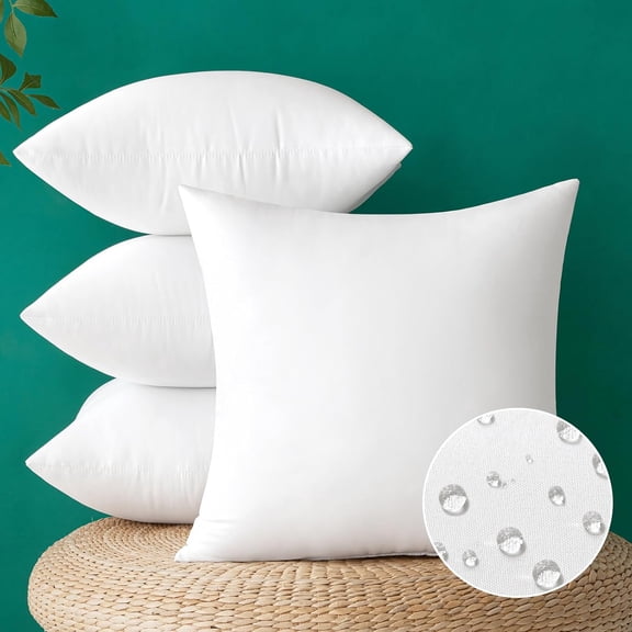 Pack of 4 16x16 Inch Waterproof Outdoor Pillow Inserts Square Lumbar