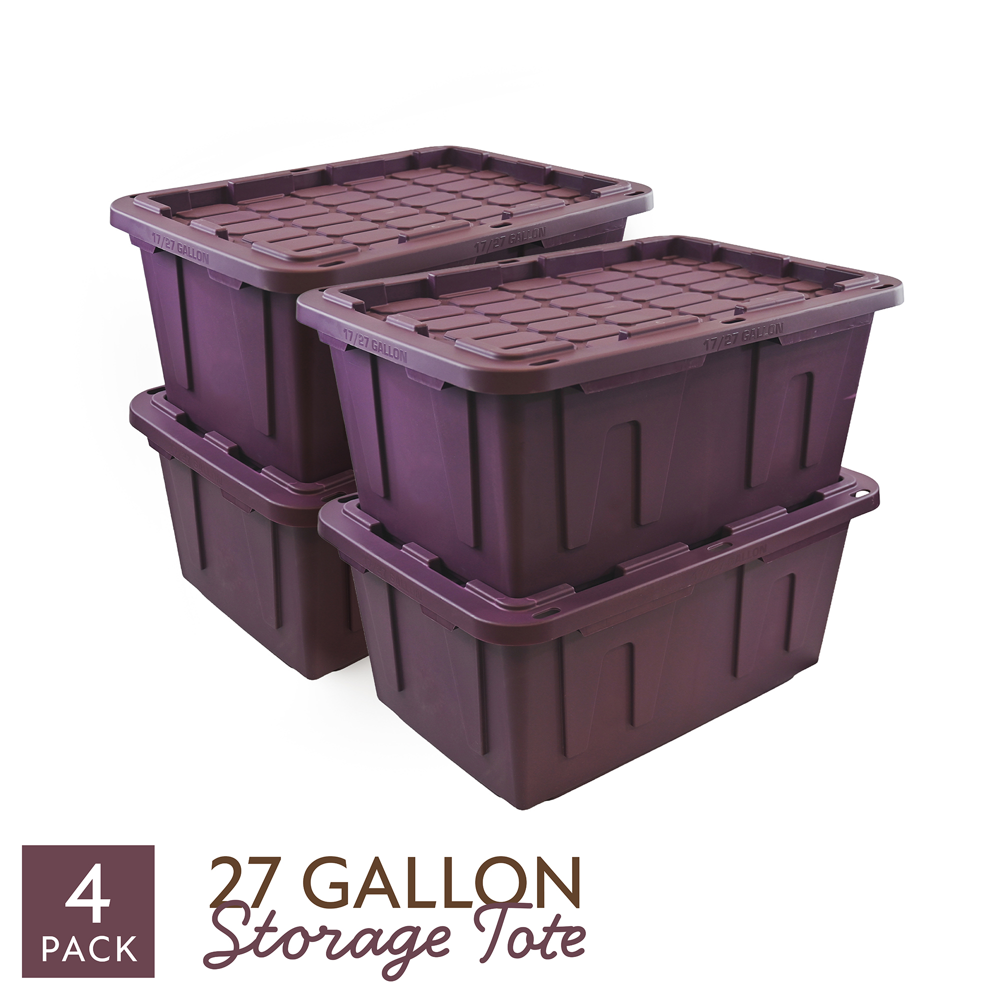 Pack Of 4 27 Gallon Large Storage Bin With Snap Lid Purple Heavy Duty Plastic Storage Container: What to Expect
