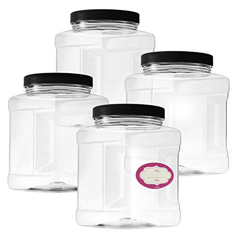 LotFancy 24 Pack Plastic Jars with Lids, 16 oz (12 Pack) 8 oz (12