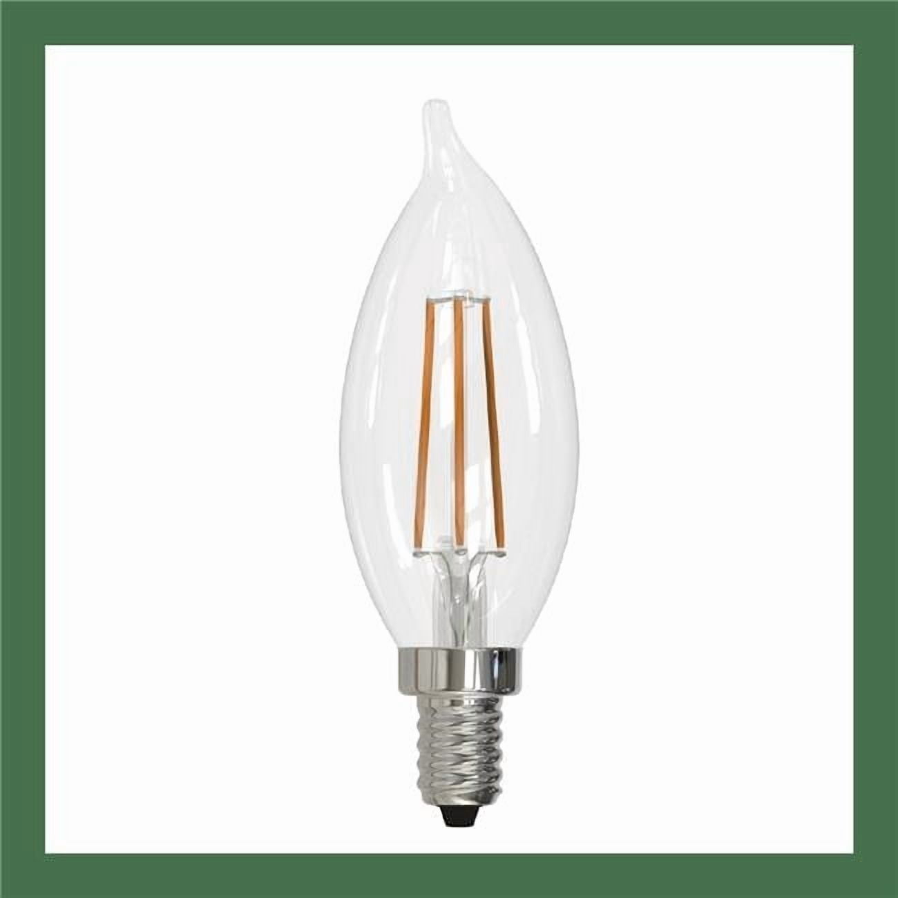 Pack of (4) 5 Watt Dimmable Clear Filament CA10 Candelabra (E12) LED Bulb - 500 Lumens  2700K  and 80 CRI