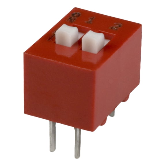 Pack of 4 78B02ST Dip Switch SPST 2 Position Through Hole Slide (Standard) Actuator 150mA 30VDC :RoHS, Tube