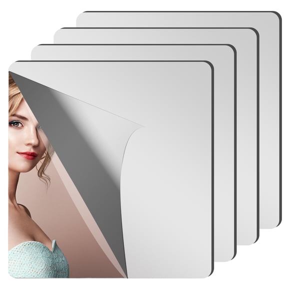 Pack of 4 Adhesive Acrylic Glass Wall Glass for Bathroom Decorative Glass Easy Installation Decal Decors