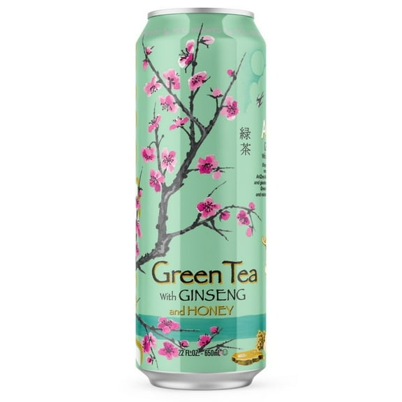 Pack of 4 AriZona Ginseng & Honey Green Iced Tea Can, 22 fl oz (packaging may vary)