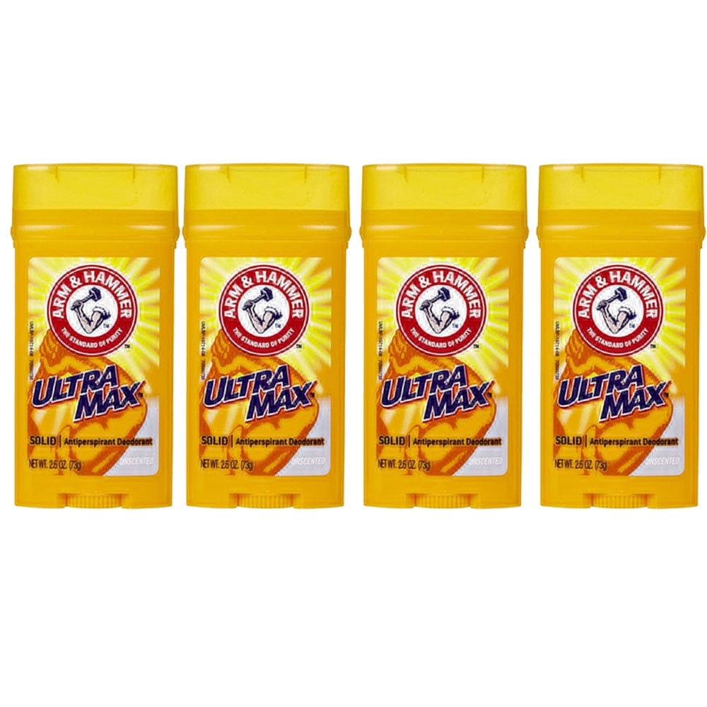 Pack of (4) Arm And Hammer Ultra Max Invisible Solid Antiperspirant Deodorant, Unscented 2.8 oz