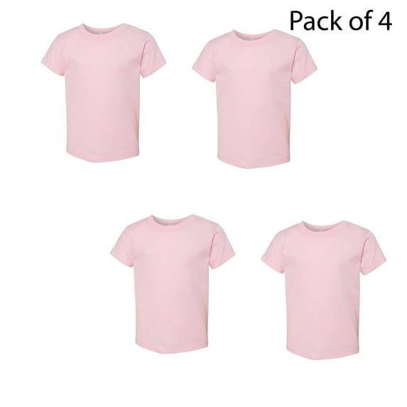Pack of 4 BELLA CANVAS Toddler Jersey Tee Ring Spun Cotton Pink Color Size - T3