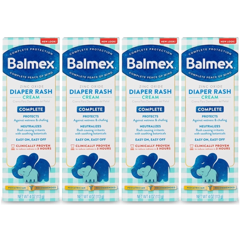 Pack of (4) Balmex Complete Protection Baby Diaper Rash Cream, 4 oz