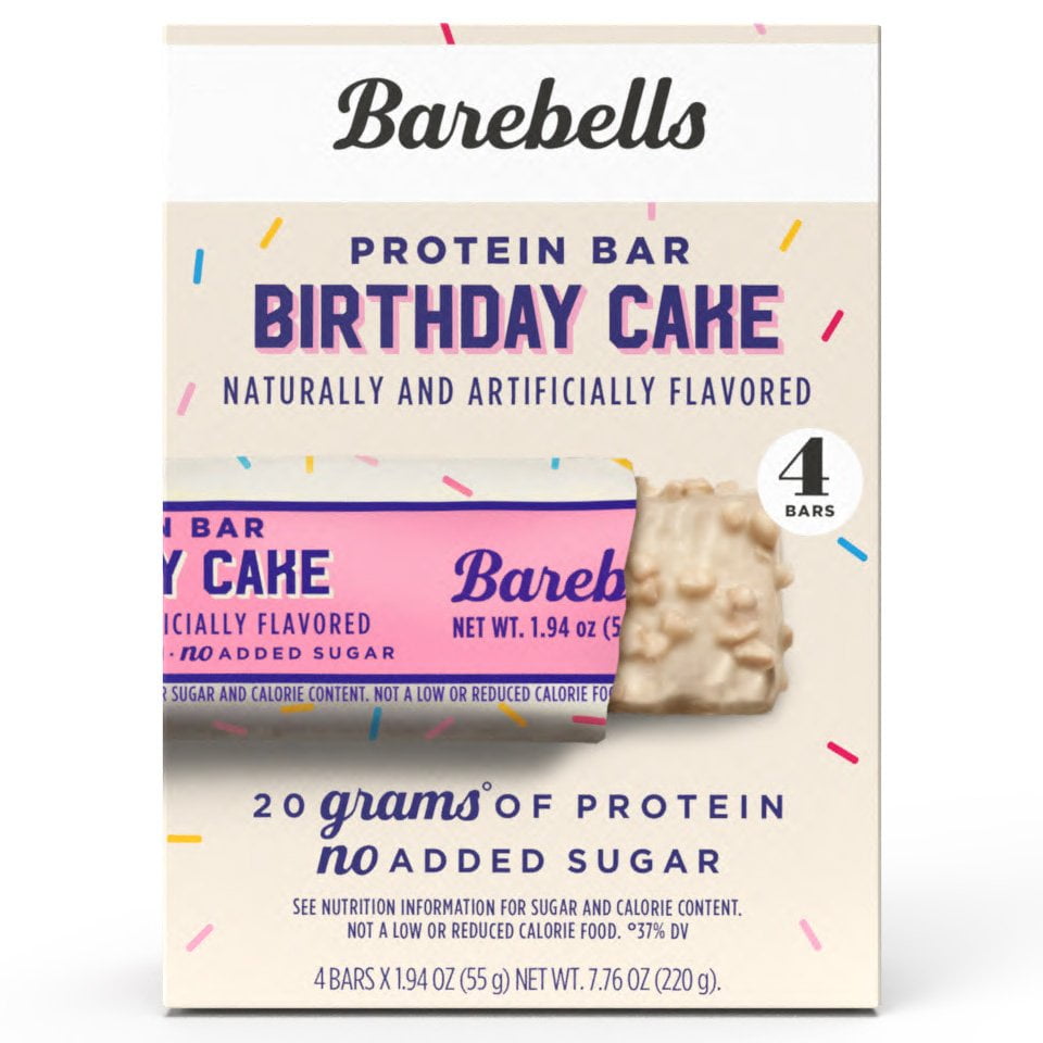 Pack of 4 Barebells 20g Protein Bars - Birthday Cake - 4 ct - Package may vary