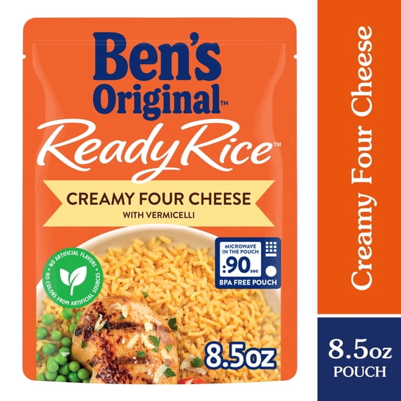 Pack of 4 Ben's Original Ready Rice Creamy Four Cheese Flavored Rice, Easy Dinner Side, 8.5 oz Pouch, 8.5 oz (packaging may vary)