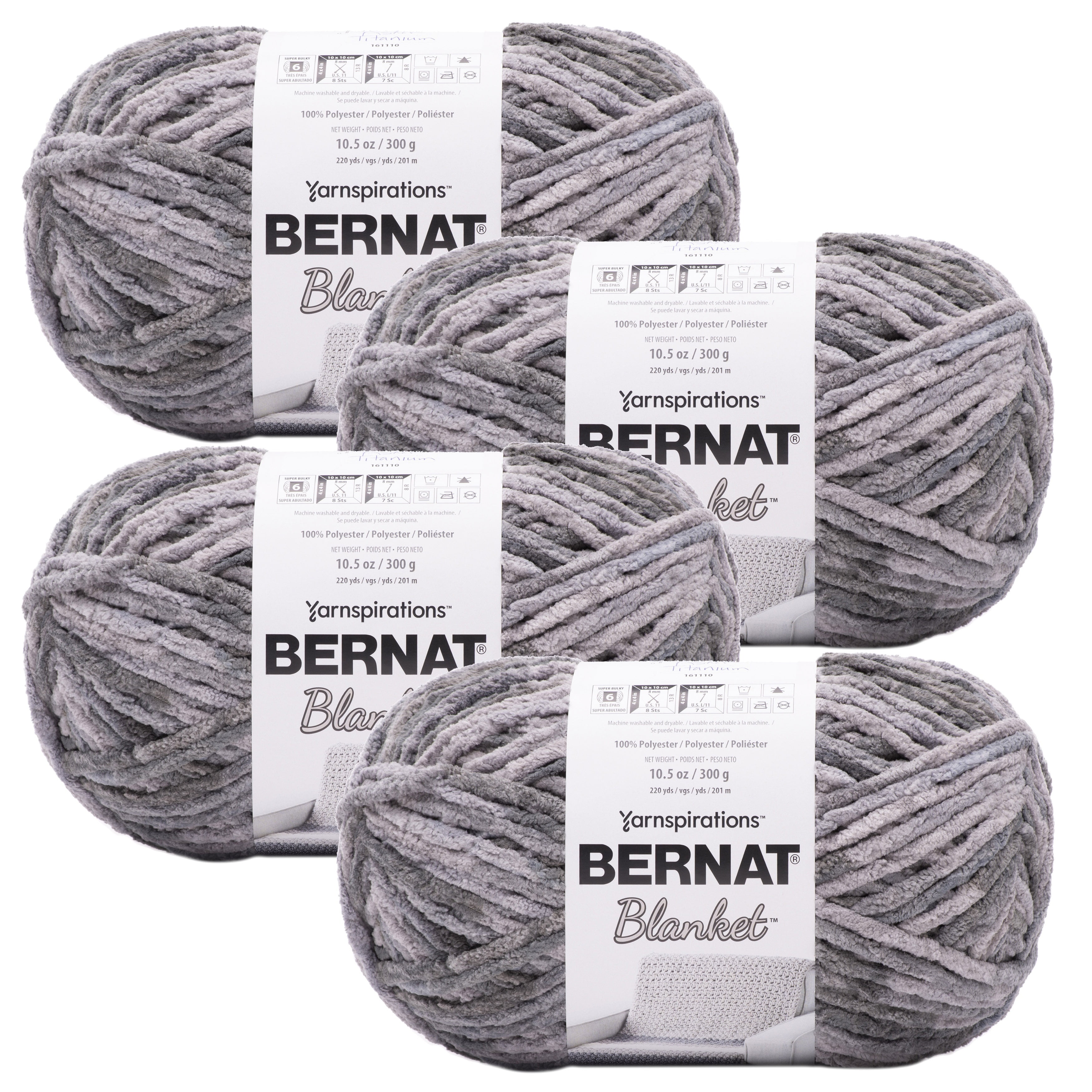 (Pack of 4) Bernat Blanket Big Ball Yarn-Ashen Titanium