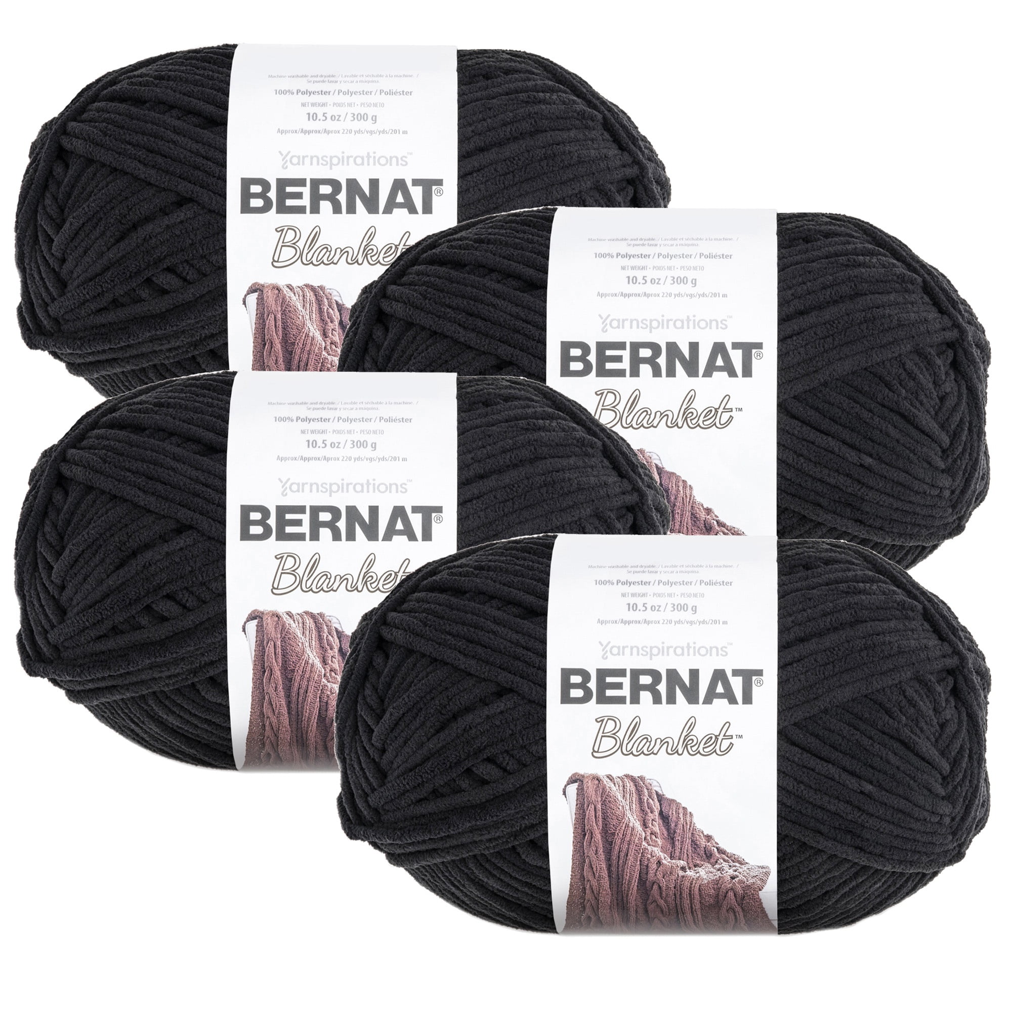 (Pack of 4) Bernat Blanket Big Ball Yarn-Coal