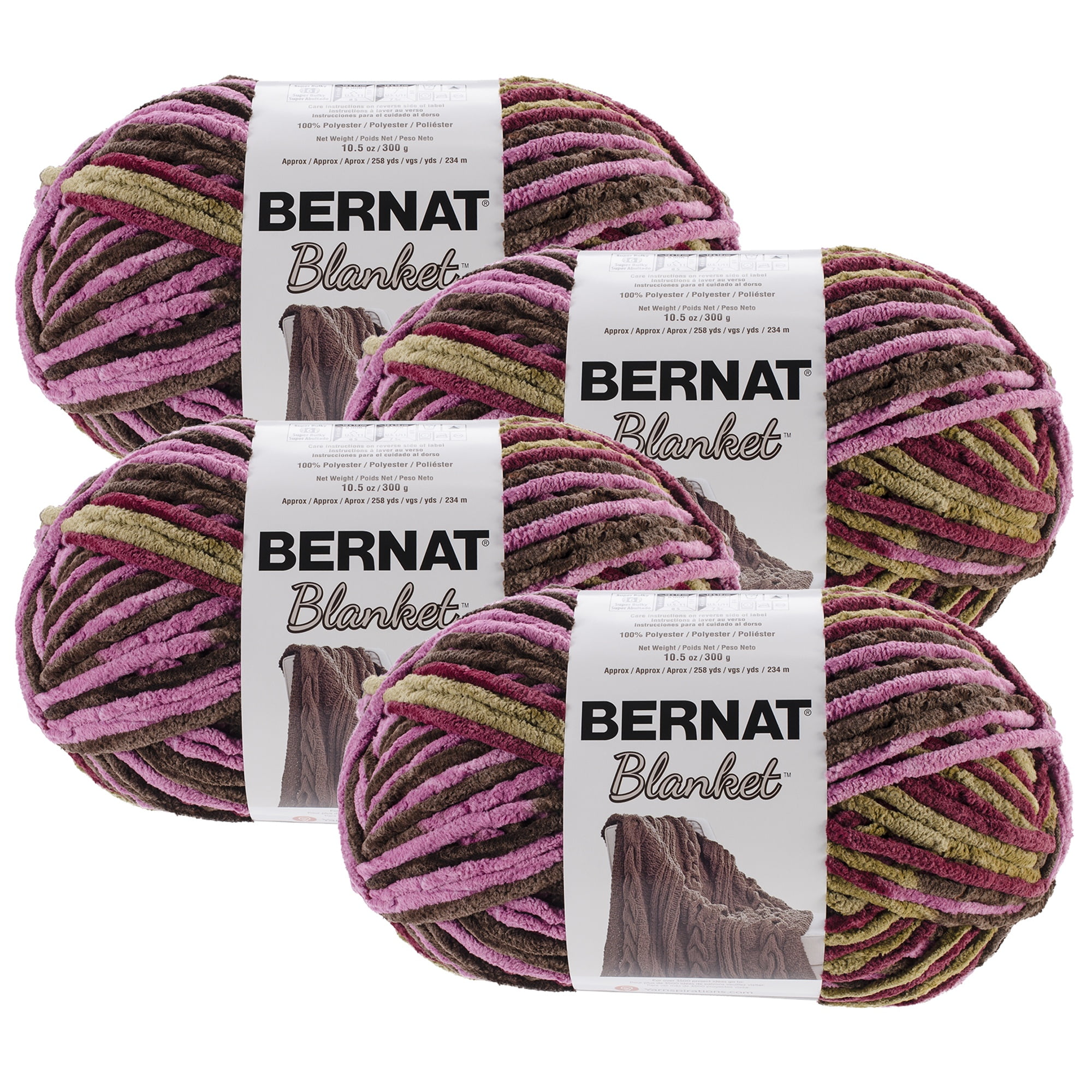 (Pack of 4) Bernat Blanket Big Ball Yarn-Plum Chutney