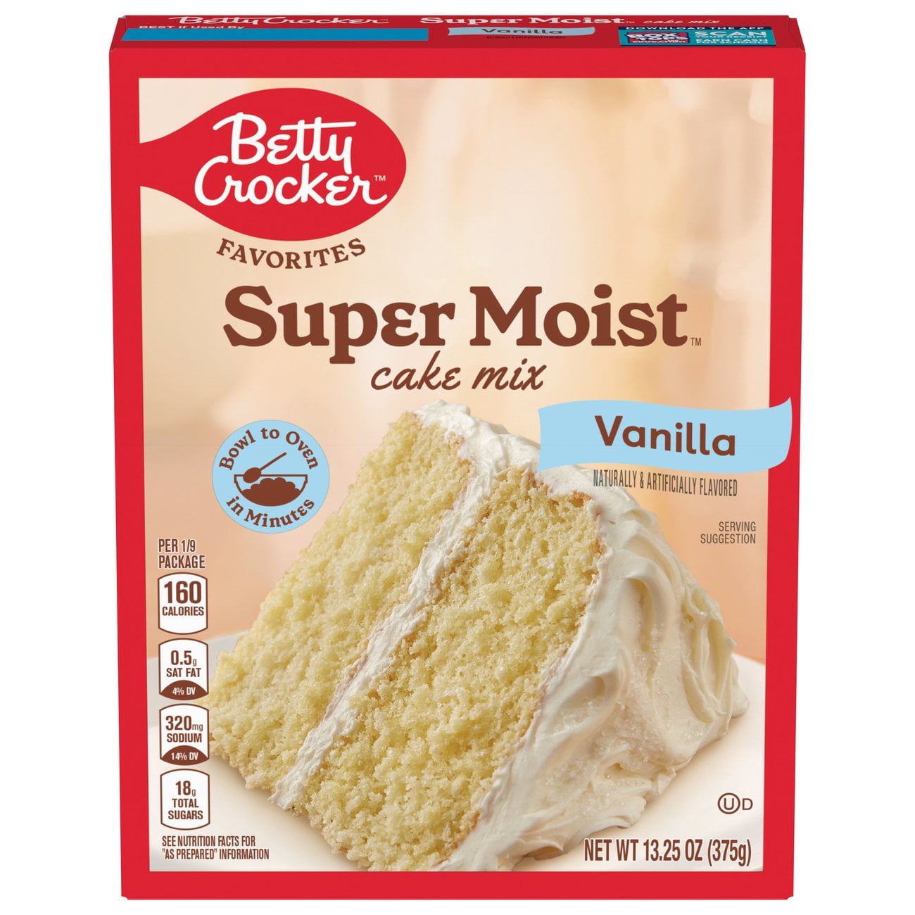 Pack of 4 Betty Crocker Super Moist Vanilla Cake Mix - 13.25 oz - Package may vary