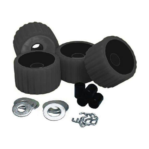 C.E. Smith Ribbed Trailer Roller Replacement Kit - 4 Pack - Black
