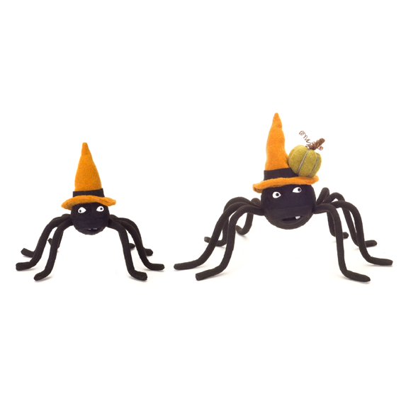 Pack of 4 Black and Orange Spider Halloween Figure Decoration, 13.50"
