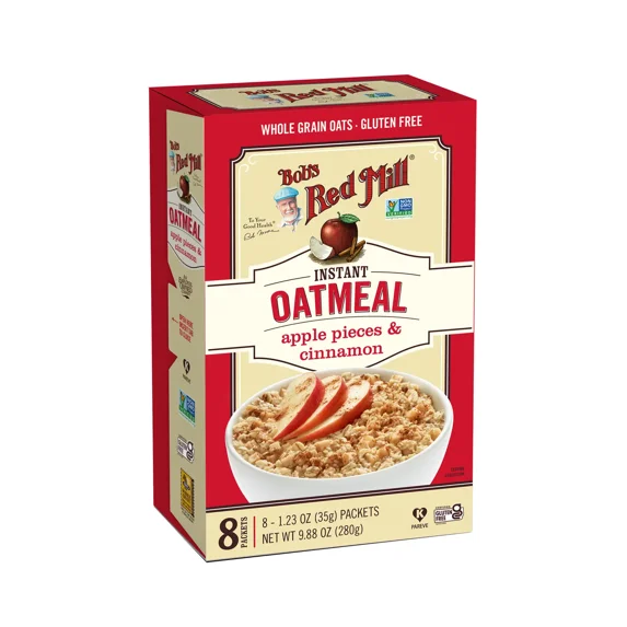 Pack of 4, Bobs Red Mill Apple Pieces & Cinnamon Oatmeal Packets, 9.87 oz