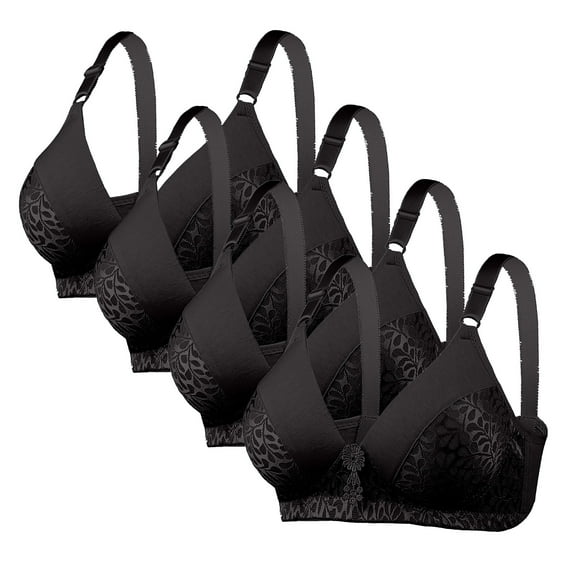 Pack of 4 Bras for Women, 4 Pack Push up Padded Lace Bras with Soft Cup Back Hook & Eye Closure