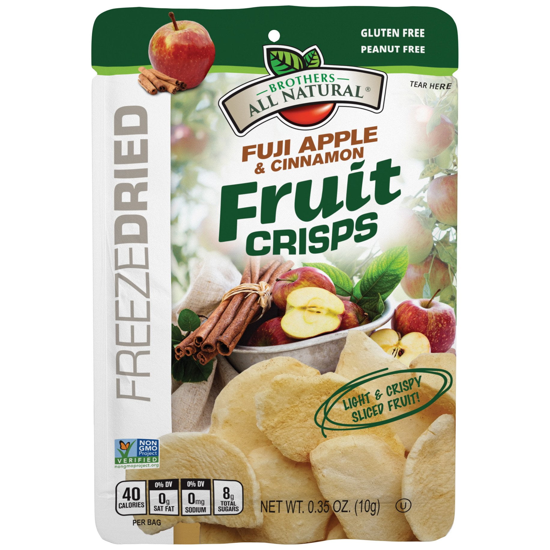 Pack of 4 Brothers All Natural Fuji Apple Cinnamon Freeze-Dried Fruit Crisps - 0.35 oz - Package may vary