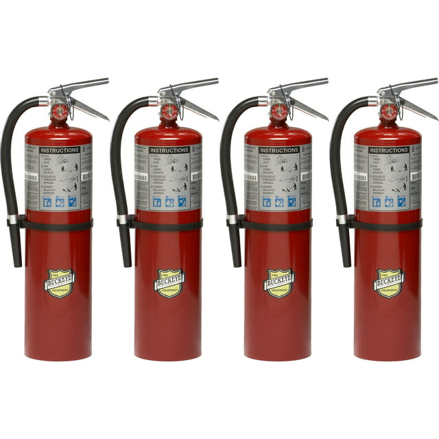 Pack of 4 Buckeye 11340 ABC Multipurpose Dry Chemical Hand Held Fire Extinguisher with Aluminum Valve and Wall Hook, 10 lbs Agent Capacity
