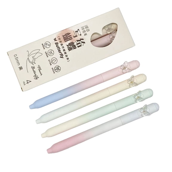 Pack of 4 Butterfly Gel Pen Twist Action Gel Pen Quick Drying 0.5MM Office Writing Tool for Student Writing Journaling