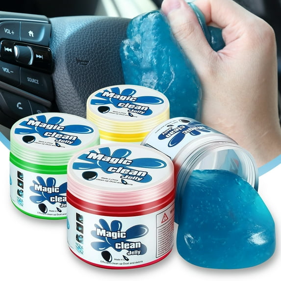Pack of 4 Car Cleaning Gel Universal Detailing Jelly Reusable Auto Air Vent Home Office Keyboard Putty Cleaner Blue & Red & Green & Yellow