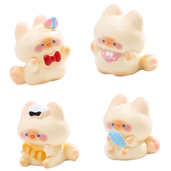 Pack of 4 Cartoon Siamese Cats Resin Miniature Figurine Desktop Decoration For Home Offices Decors And Landscape Project