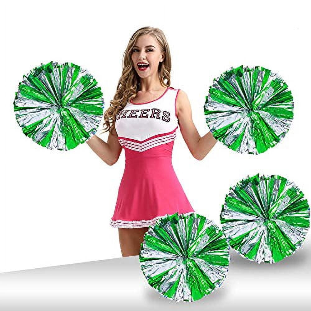 2 Pack Metallic Cheerleading Pom Pom Cheerleader Cheering Squad Pompoms Dance Cheer Plastic Pom Poms For Sports Team Spirit Cheering | QA