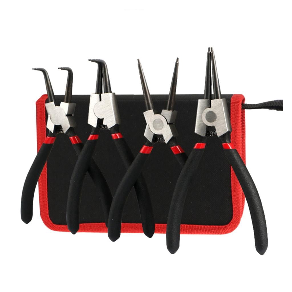 Pack of 4 Circlip Pliers Professional Snap Rings Pliers Heat Treated Steel Construction Four Head Types Spring Mechanism