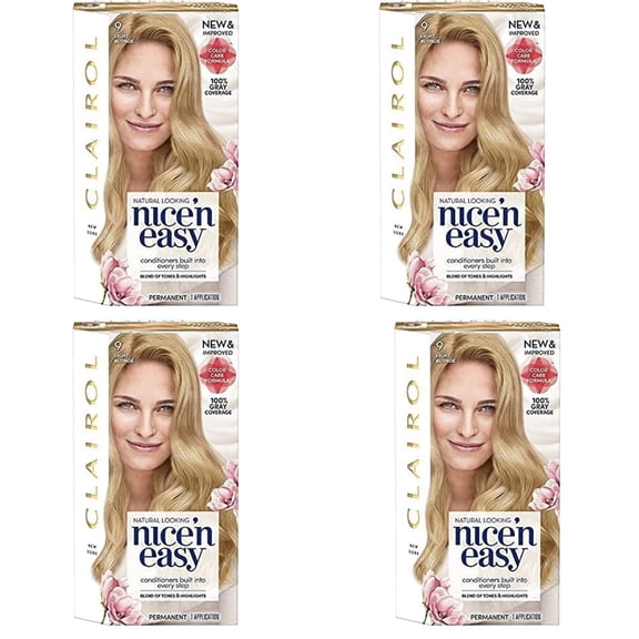 Pack of (4) Clairol Nice n Easy Permanent Color [9] Light Blonde