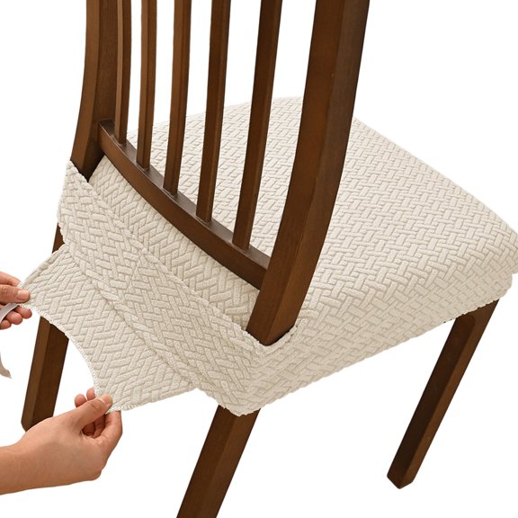 Pack of 4 Classical Striped Grids Pattern Chair Covers with Elastic Removable Washable Stretch Seat Cushions Covers