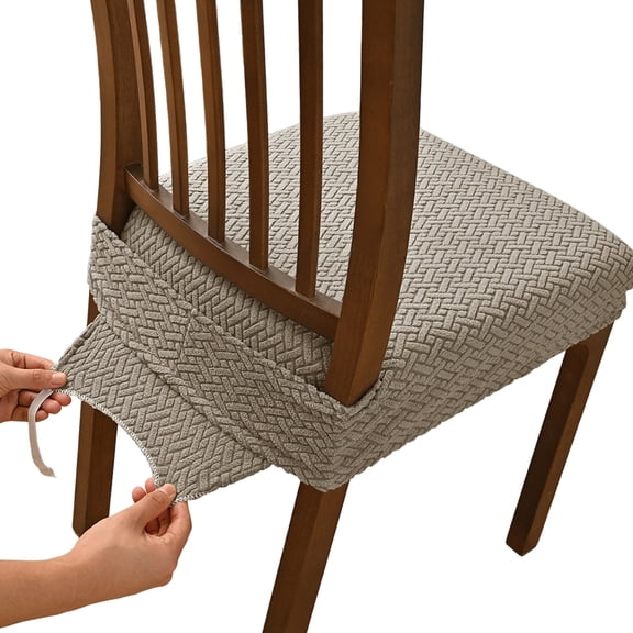 Pack of 4 Classical Striped Grids Pattern Chair Covers with Elastic Removable Washable Stretch Seat Cushions Covers