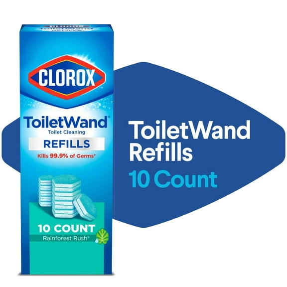 Pack of 4 Clorox ToiletWand Rainforest Rush Disinfecting Scrubbing Pads Toilet Cleaning Refills, 10 ct (packaging may vary)