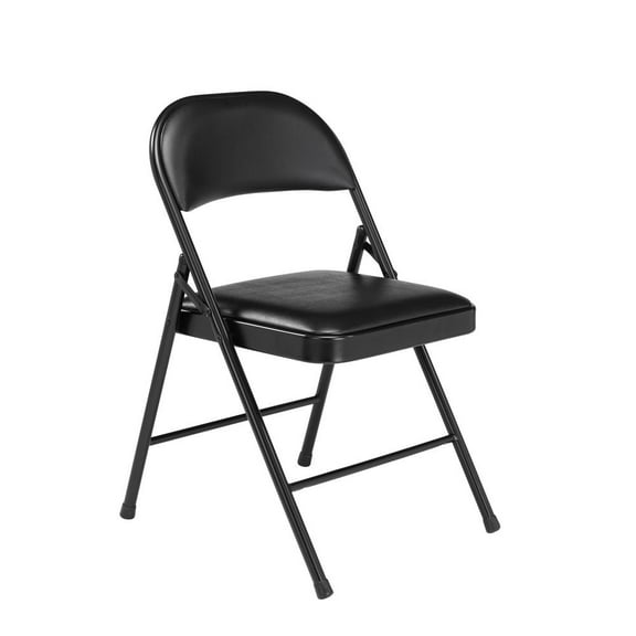 (Pack of 4) Commercialine® 900 Series Vinyl Padded Steel Folding Chair, Black