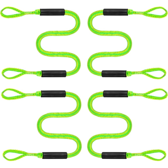 Pack of 4 Dock Bungee Line Marine Rope Docking Line for Boat Jet Ski(Green)