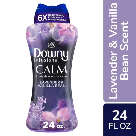 Pack of 4 Downy Infusions In-Wash Laundry Scent Booster Beads, CALM, Soothing Lavender and Vanilla Bean, 24 oz, 24 OZ (packaging may vary)