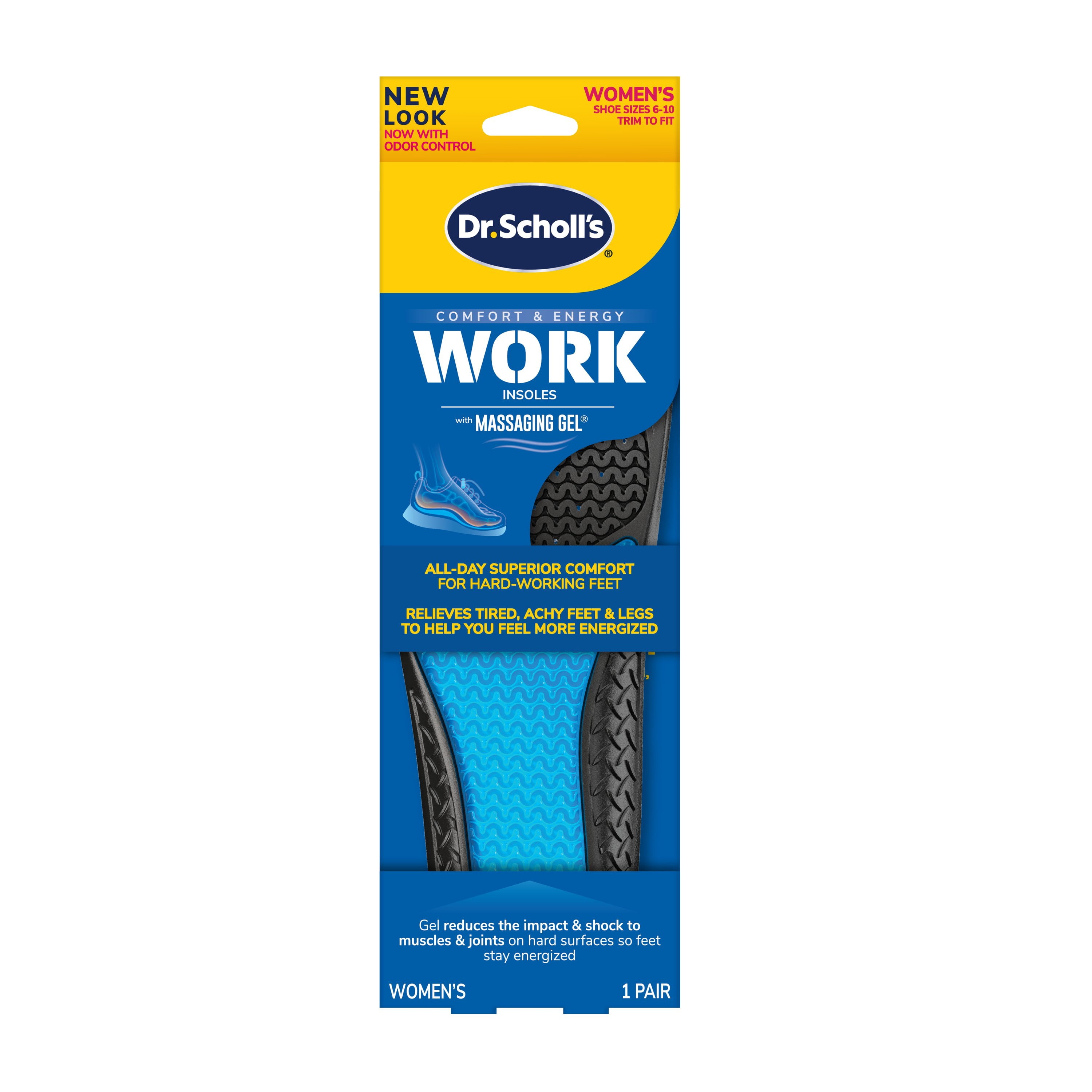Insole Package Pack of 4 Dr. Scholl's Comfort & Energy Work Insoles with Massaging Gel ...