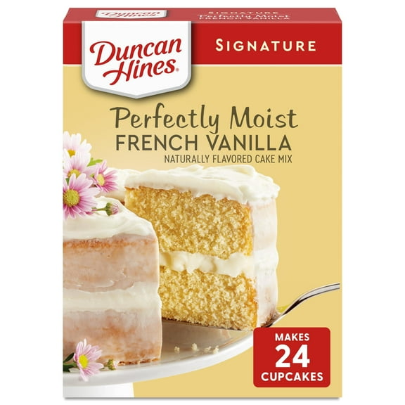 Duncan Hines Signature Perfectly Moist French Vanilla Cake Mix, 15.25 oz -Pack of 4