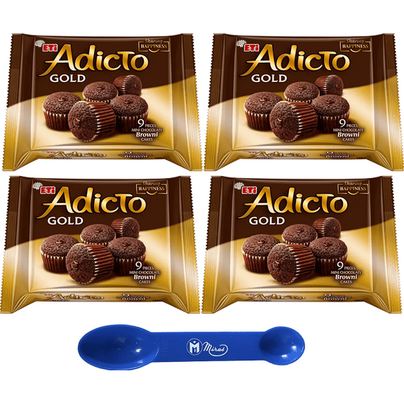 (Pack of 4) Eti Adiicto Browni Mini 180GR (2in1) Miras Trademark Measuring Spoon Included)