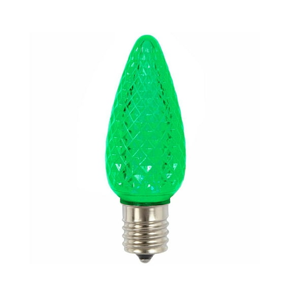 Pack of 4 Faceted Transparent Green LED C9 Christmas Replacement Bulbs