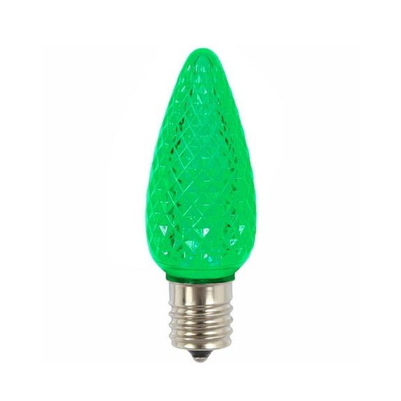 Pack of 4 Faceted Transparent Green LED C9 Christmas Replacement Bulbs