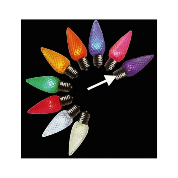 Pack of 4 Faceted Transparent Purple LED C9 Christmas Replacement Bulbs