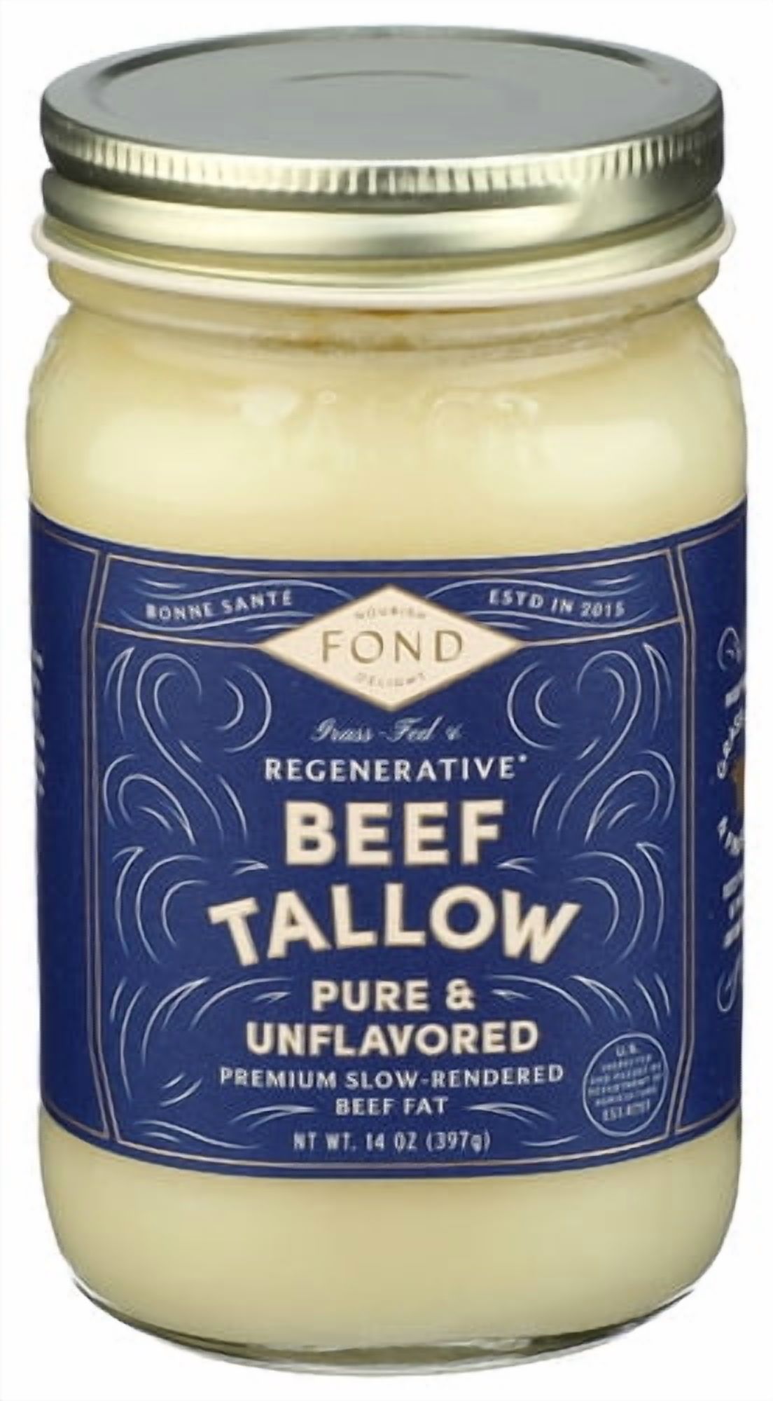 Pack of 4 Fond Bone Broth Beef Tallow Pure Unflavored 14 oz