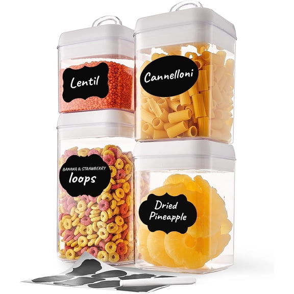 Pack of 4 Food Containers Versatile Space Saving Clear Stackable Food Storage Boxes Airtight Containers for Efficient Kitchen Organization