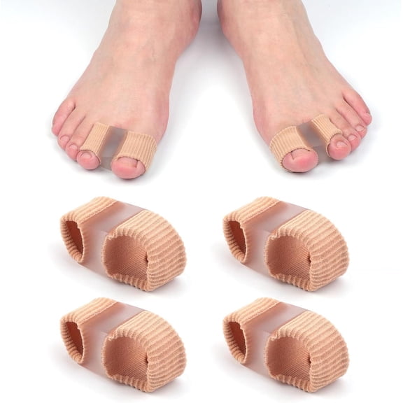 Pack of 4 Gel Bunion Corrector, Toe Separators with 2 Loops, Big Toe Spacer W/Fabric Lining Suitable for Bunion and Overlap Toe (Large + Small )
